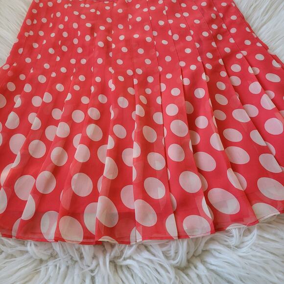 Boden Pretty Pleat Skirt Polka Dot Coral White WG485 Pleated Lined Women 8 - Picture 5 of 10